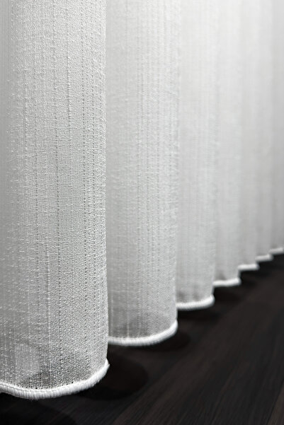 MARİTSA Linen Series Striped Plain Ecru Tulle Curtain