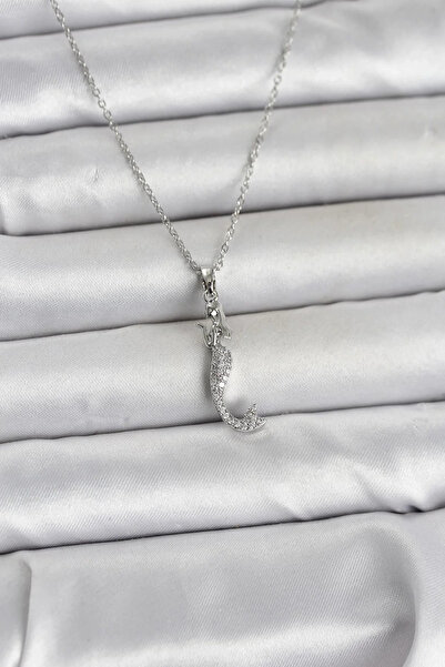 USLUCAN ALIŞVERİŞ 316L Steel Chain Silver Color Zircon Stone Mermaid Model Wo...