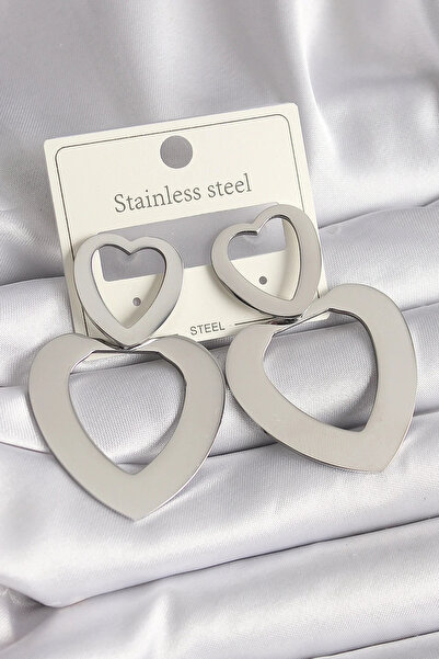 Generic Brand 316L Steel Silver Color Heart Model Women's Earrings