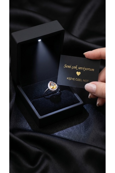 Livora Jewelry Işıklı Hediye Kutulu Orijinal 925 Ayar Gümüş Damla Kesim Zulta...