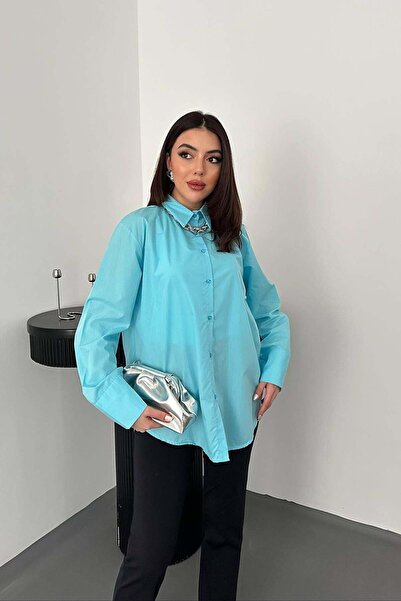 Maxi modena    قميص بوبلين أزرق