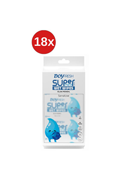 DOYFRESh 18x Șervețele umede de buzunar MINI ALBE 8x8 bucăți