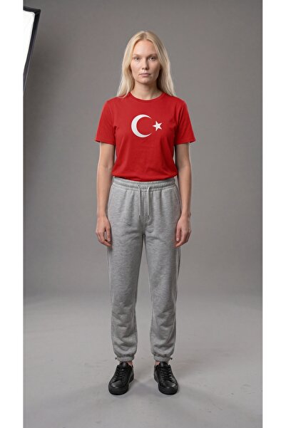NorthStreet Unisex Kırmızı Ay-Yıldız Baskılı Bizim Çocuklar T-shirt