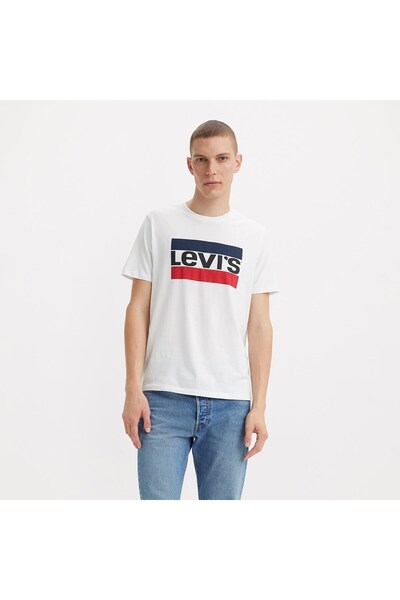 Levi's Tricou alb cu logo pentru îmbrăcăminte sport pentru bărbați 39636-0043