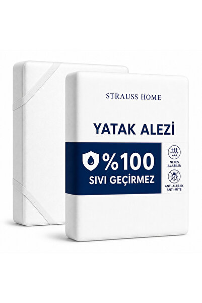 Strauss HOME® Su Geçirmez Yatak Koruyucu – 4 Köşe Lastikli Alez, Pamuklu, Nef...