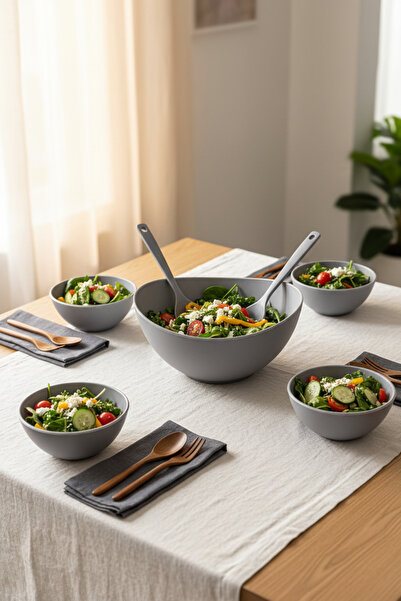 YAZICI 7-Piece Double Color Luxury Salad Set – 3 Lt Large Presentation Bowl &...