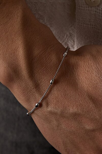 Ricco Jewellery 14 K Beyaz Altın Kaplama 925 Ayar Gümüş Gurmet Rozario Bileklik