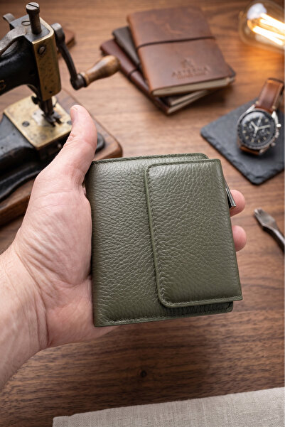 willpolo Genuine Leather Zippered Coin Compartment Snap Fastener Small Size W...