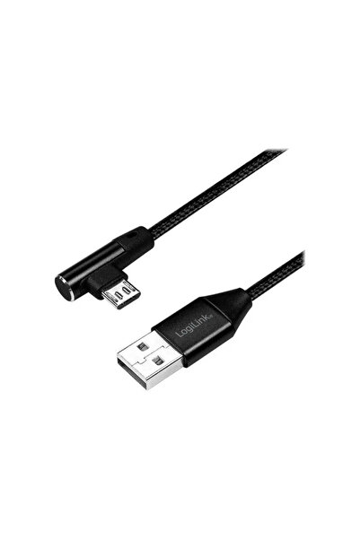 LogiLink Cablu USB 2.0 CU0141 USB A - micro USB B, M/M, metalic, negru 0,3m