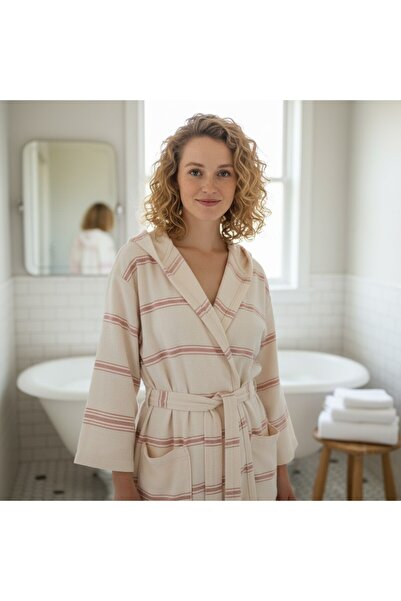 bshome 100% Cotton Hooded Bathrobe, Absorbent Towel Inside, Peshtamel Design ...