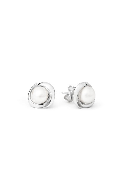 MANAVA Silver earrings with natural pearls - Loop