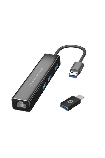 CONCEPTRONIC DONN07BA 3-Port USB Hub with Gigabit-Network