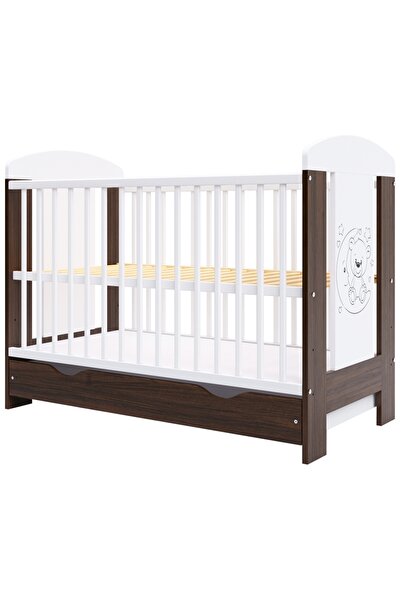 Evelise Hubners Calisto wooden crib for children 120x60 cm brown with drawer