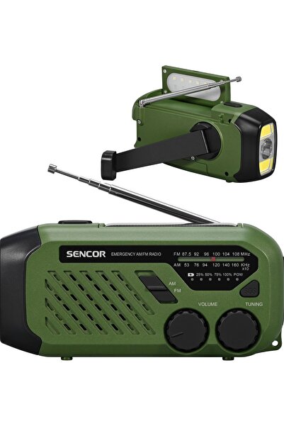 Sencor Radio de alarmă portabil AM/FM, lanternă, power bank, baterie reîncărc...