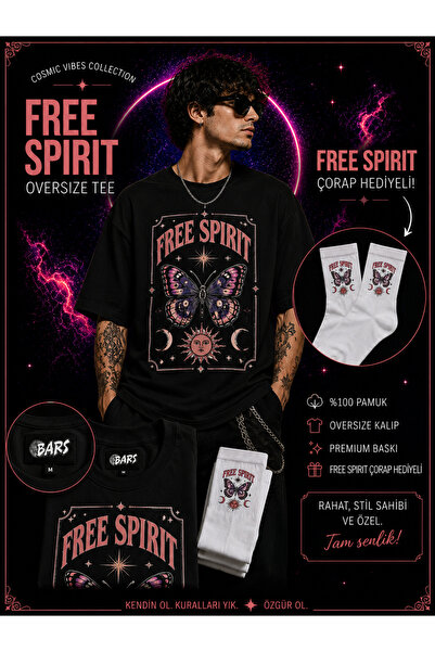 barsdepo Free Sipirit Unisex Oversize Premium T-Shirt |   Socks with Gift