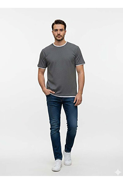 The Crow Gri Erkek Boyfriend Baskılı T-Shirt TC9040_LARG