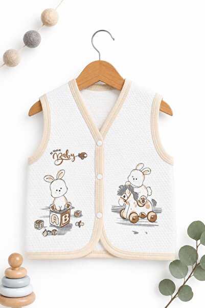 Pure Boutique White Cotton baby vest with Printed and snap closure