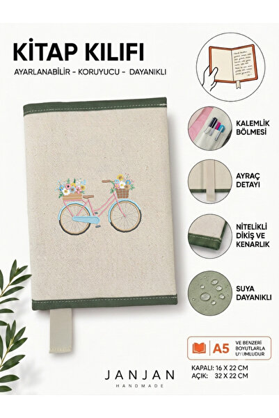 JANJAN DOĞAL KUMAŞ Kitap Kılıf,Yıkanabilir Kitap Kılıfı,Kitap Koruyucu,32x22 ...
