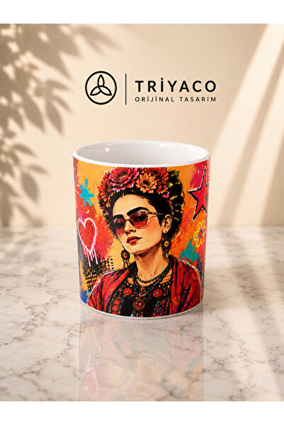 Renkli Sanat Temalı Özel Tasarım Porselen Kupa | Modern İllüstrasyon Desenli Kupa | 330 ml