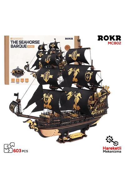 ROKR MCB02 Yelkenli Gemi (The Seahorse Barque) DIY Minyatür Maket Model Seti ...