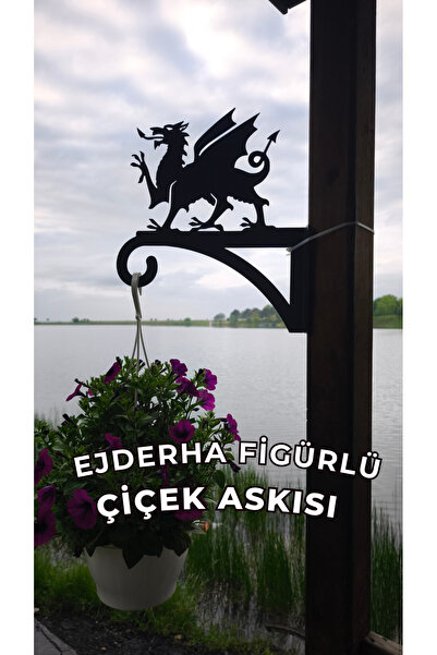 Metalciklerim Metal Saksı Askılığı - Ejderha Figürlü Duvar Tipi Dekoratif Çiç...