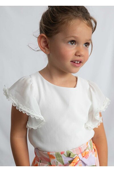 MAYORAL Girl's Sleeves Model Tshirt Cream