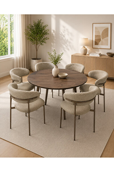 TrentonGCC Luxury Modern Round Dining Table Set for 6 – Top Dining Table with...