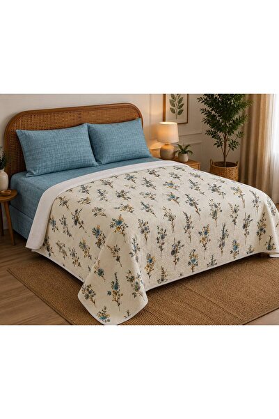 ŞENER HOME Wildflower Patterned Elasticized Double Pique Set