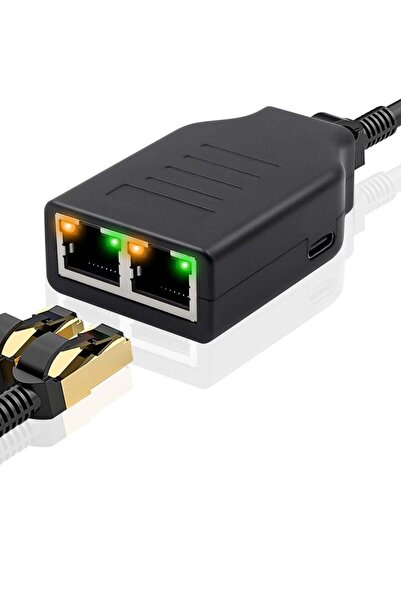Arabest محول إيثرنت RJ45 من 1 إلى 2، سرعة 100 ميجابت في الثانية، شحن USB-C، ت...