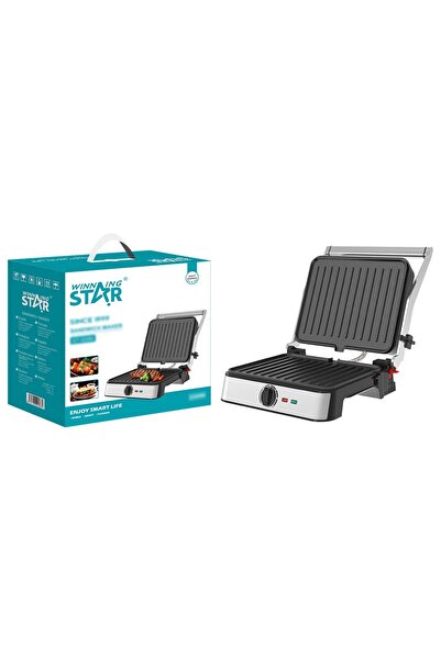 WINNINGSTAR Electric Grill & Panini Press, LED Indicator Lights, Thermostat C...