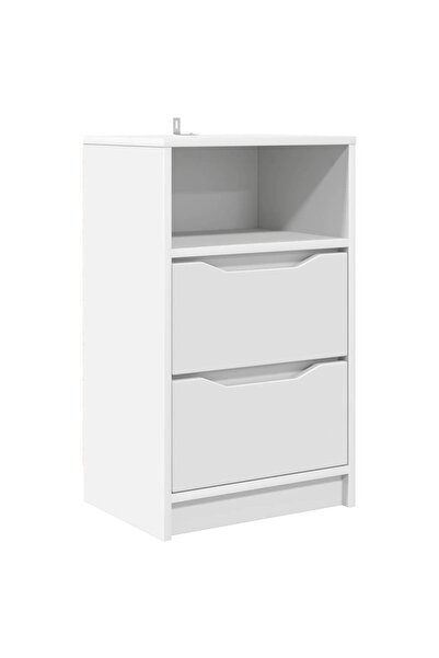 vidaxl Noptieră cu sertar Alb 40 x 30 x 467 cm Lemn compozit