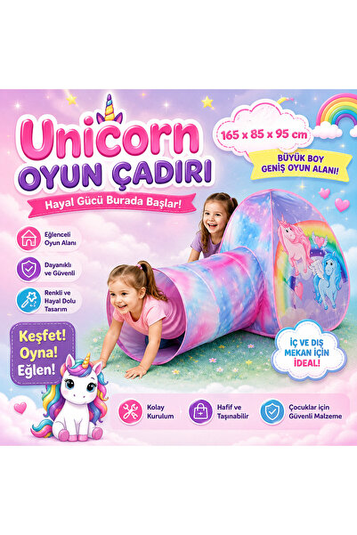 Cici Oyuncak Kız Çocuk Eğlenceli Oyun Evi Oyun Çadırı İç Ve Dış Mekan Unicorn...