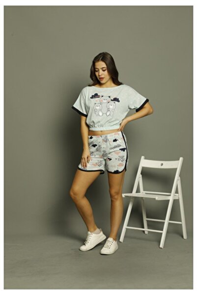 lindros Women's pajamas, with Short-Sleeved and Cotton shorts, "Love You" print