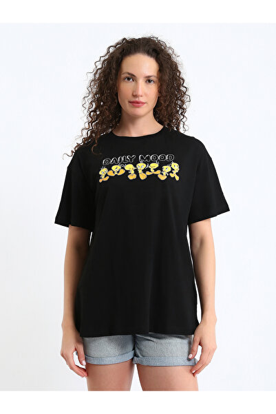 LC Waikiki Tricou de damă cu guler rotund și imprimeu Tweety