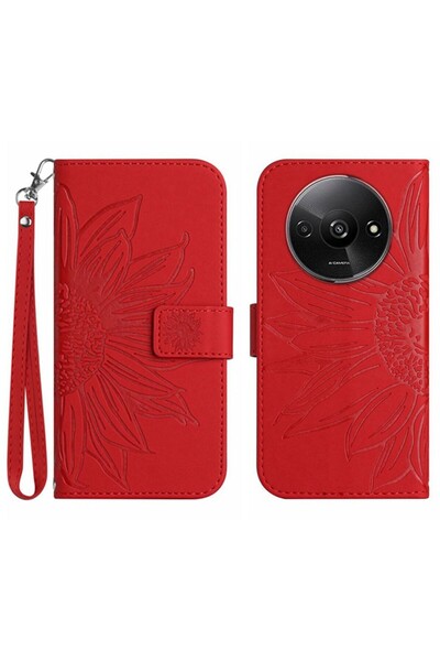 sscase Sun Flower Θήκη Πορτοφόλι Red (Xiaomi Redmi A3)