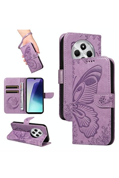 sscase Butterfly Flowers Θήκη Πορτοφόλι Purple (Xiaomi Redmi 14C 4G/Poco C75 4G)