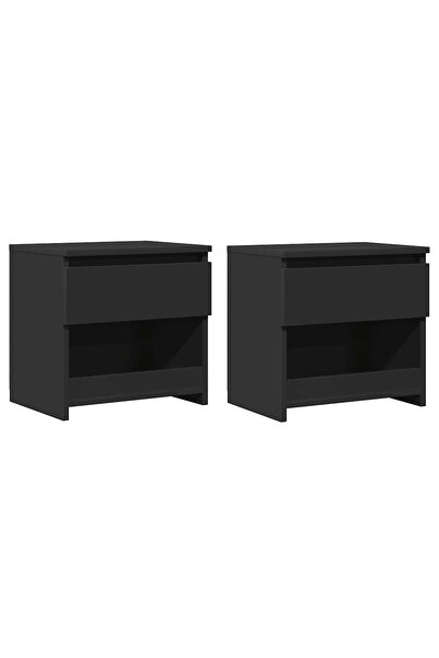 vidaxl Noptiere, 2 buc., negru, 40x30x39 cm, lemn prelucrat