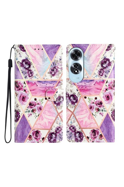 sscase Colored Drawing Θήκη Πορτοφόλι Purple Flowers (Oppo A60 4G)