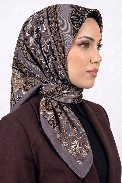 hadiora وشاح نسائي ناعم من القطن العضوي بنمط عرقي باللون الأسود الليلكي