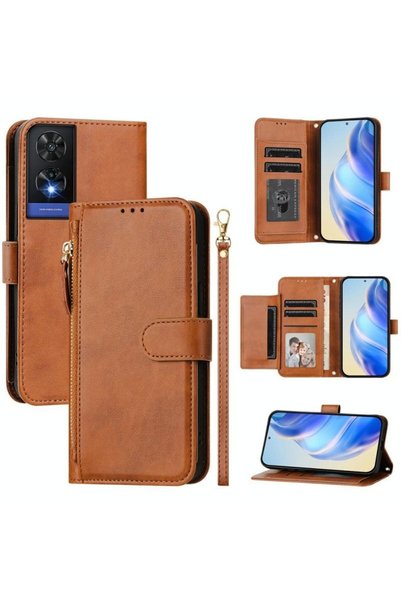 sscase Multi Slots Zipper Θήκη Πορτοφόλι Brown (TCL 505)
