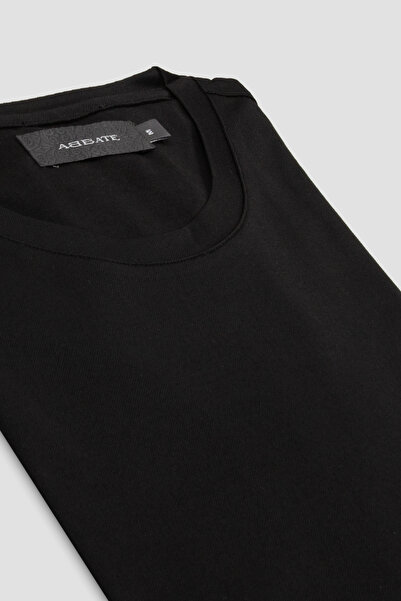 Abbate Palm Merserize Pamuklu Modern Fit Siyah Bisiklet Yaka Erkek Düz Polo Shirt