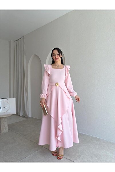 Mooi Butik Rochie Maxi FAURA 6954 - Pudra