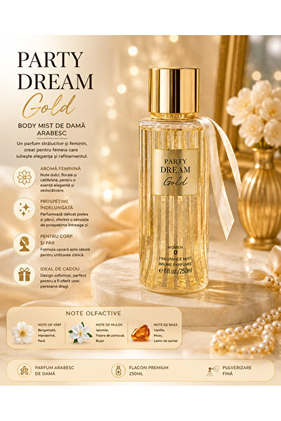V.V LOVE Parfum Arabesc Body Mist Party Dream Gold 250ML pentru Femei, Spray ...