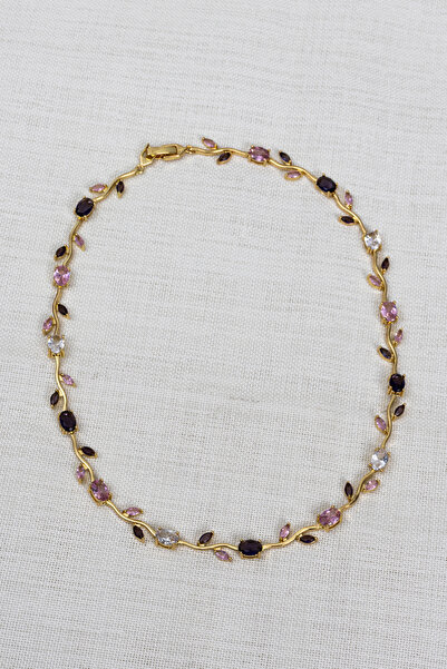 Süspüs Accessories Gold Color Colorful Zircon Stone Tulip Necklace