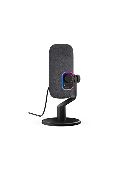 Krux Microfon Empy, Iluminare RGB, Cu fir, USB-A, Mufă jack de 3,5 mm (Negru)
