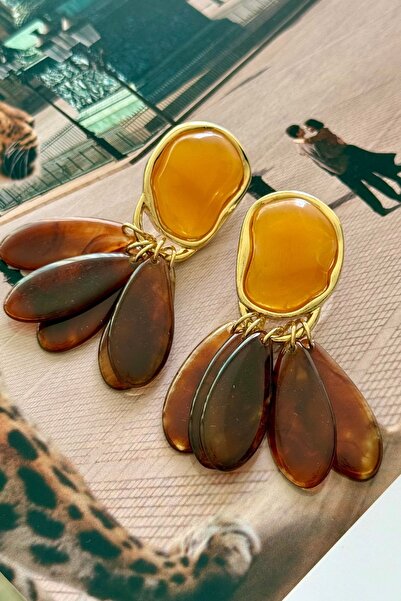 Trendy Butik أقراط متدلية من حجر العنبر ماركة سالانتي