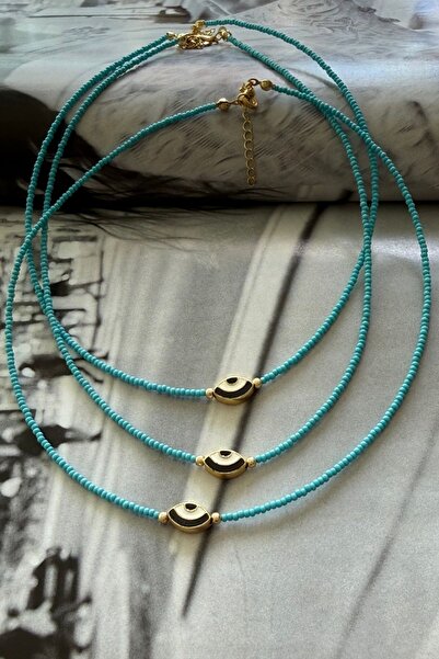 Trendy Butik Turquoise beaded eye necklace (single necklace)