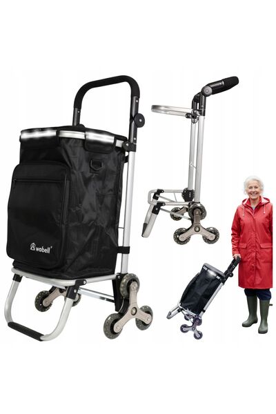 Mardil Shopping Trolley Bag Stair Climber 45L Grey, Foldable Grocery Cart