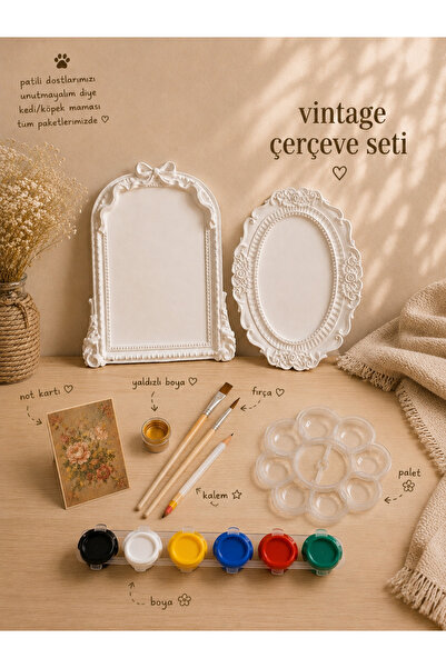 sanat yanımda Vintage Çerçeve Boyama Seti - Dekoratif Rölyef Çerçeve Boyama K...