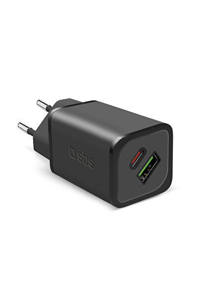 SBS Φορτιστής με ενσωματωμένο καλώδιο GaN με θύρα USB-A και θύρα USB-C, 65W P...